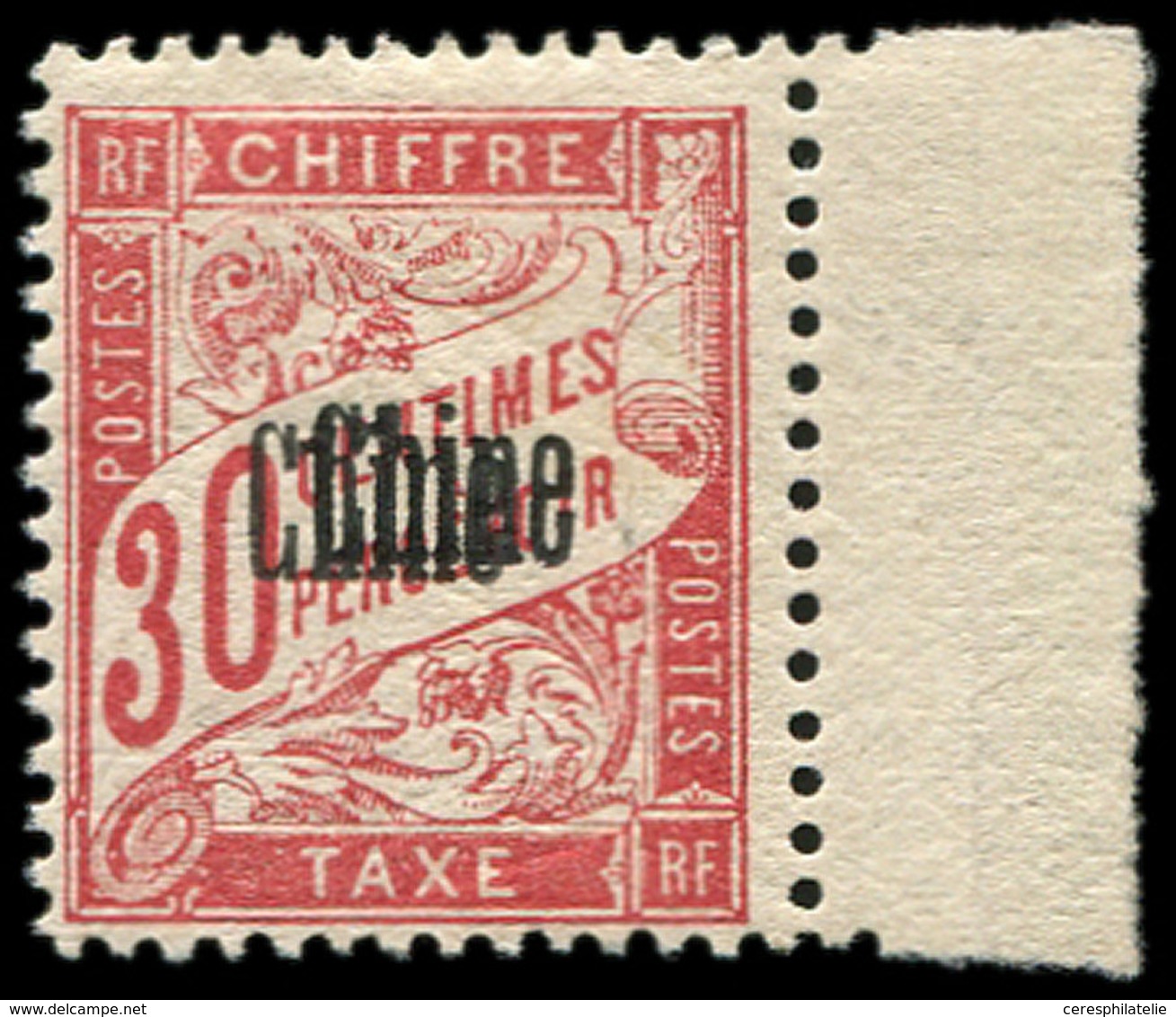 * CHINE Taxe 5a : 30c. Rouge-carmin, DOUBLE Surcharge, TB - Other & Unclassified
