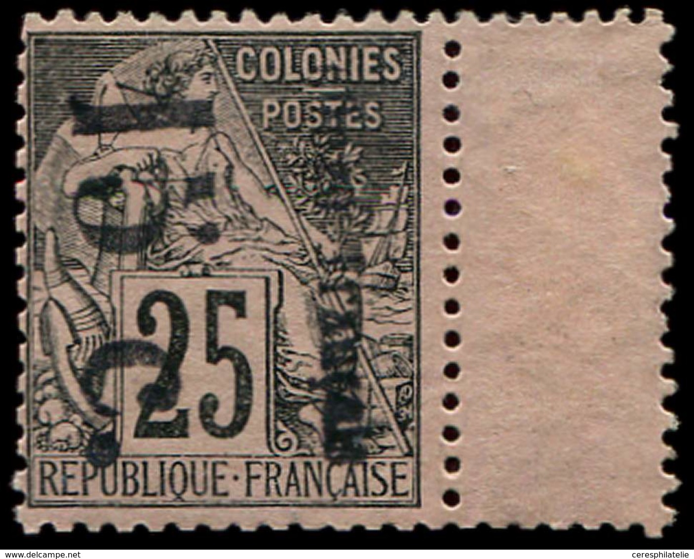 (*) CONGO 7b : 15c. Sur 25c. Noir Sur Rose, Surcharge Verticale Avec Bandelette, Neuf Sans Gomme, TB - Other & Unclassified