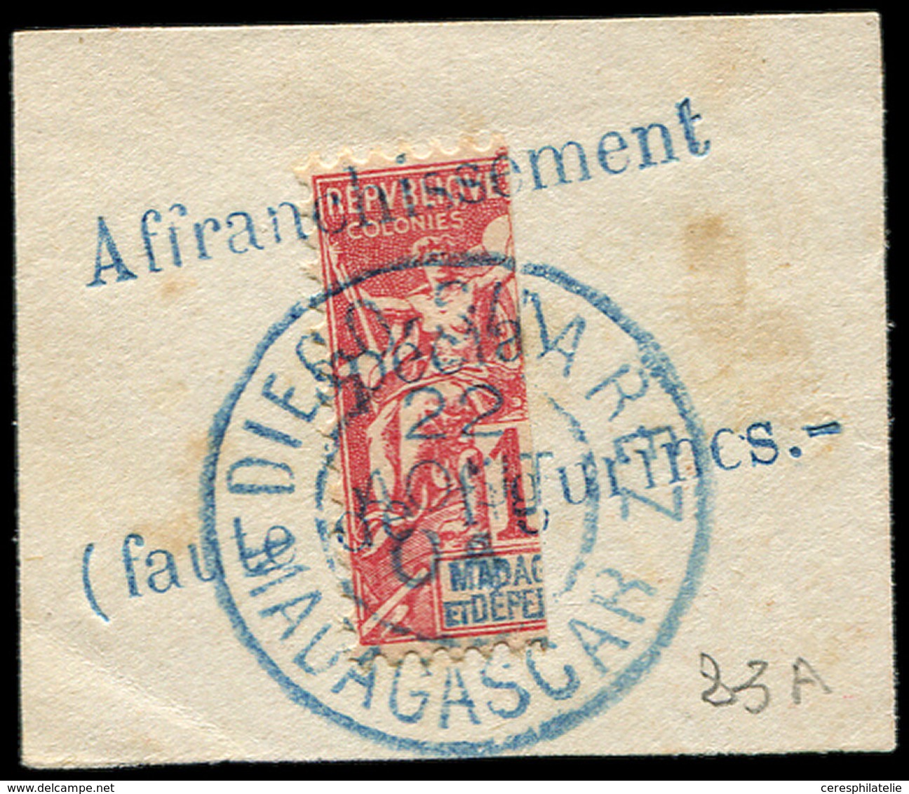 MADAGASCAR 83A : Moitié De 10c. Obl. Càd DIEGO SUAREZ 22/8/04 S. Fragt, TB - Other & Unclassified