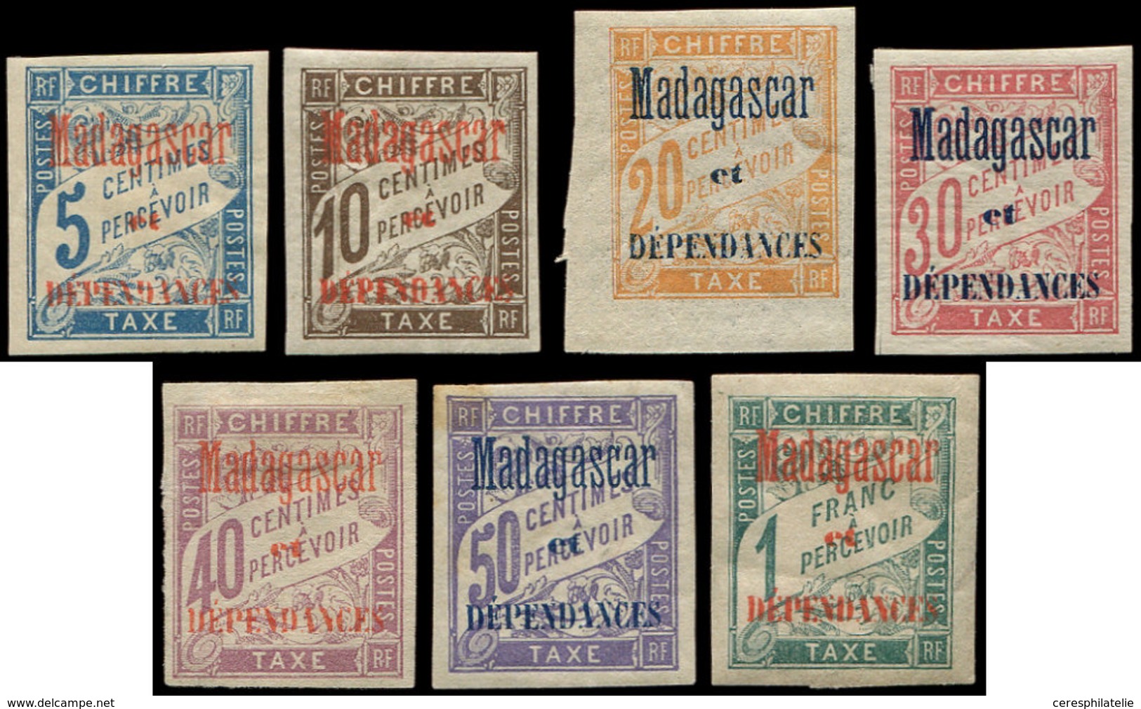 * MADAGASCAR Taxe 1/7 : Série Duval De 1896, N°5 (*), N°6 Légère Jaunissure, Sinon TB - Sonstige & Ohne Zuordnung