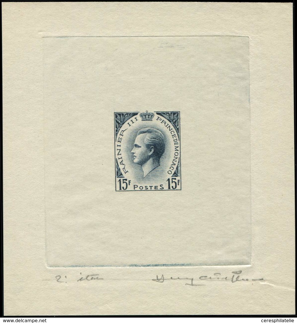 MONACO 424 : Rainier, épreuve D'artiste 2ème état En Bleu Noir Signée Cheffer, TB - Unused Stamps