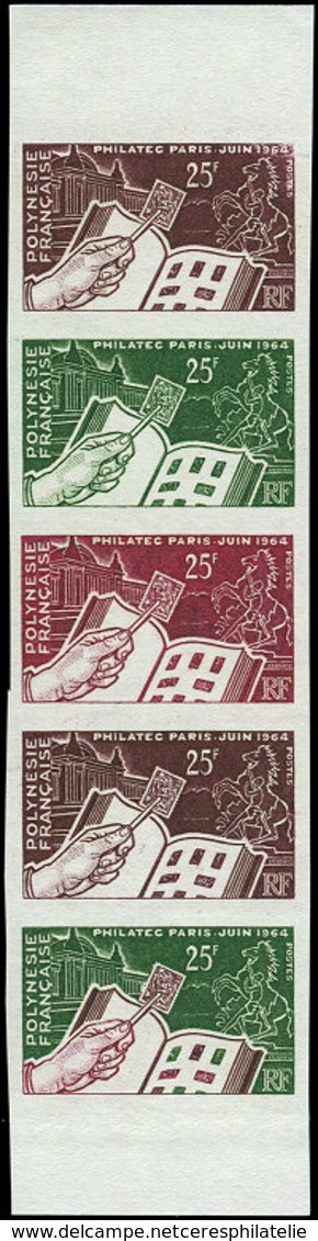 ** POLYNESIE FRANCAISE 26 : Philatec, BANDE De 5 Essais De Couleur Bdf, TB - Unused Stamps