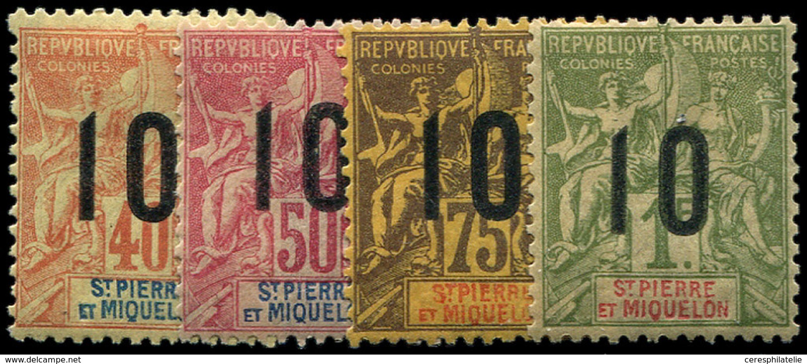 * SAINT PIERRE ET MIQUELON 94/104 : Types Grouge Surch., TB - Unused Stamps