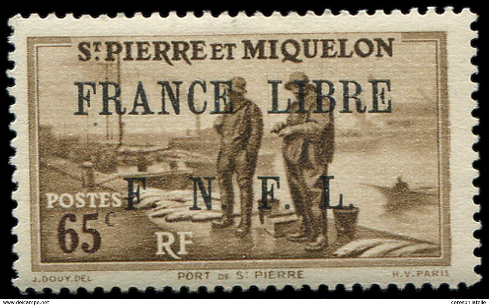 * SAINT PIERRE ET MIQUELON 259 : 65c. Brun, FRANCE LIBRE, TB - Unused Stamps