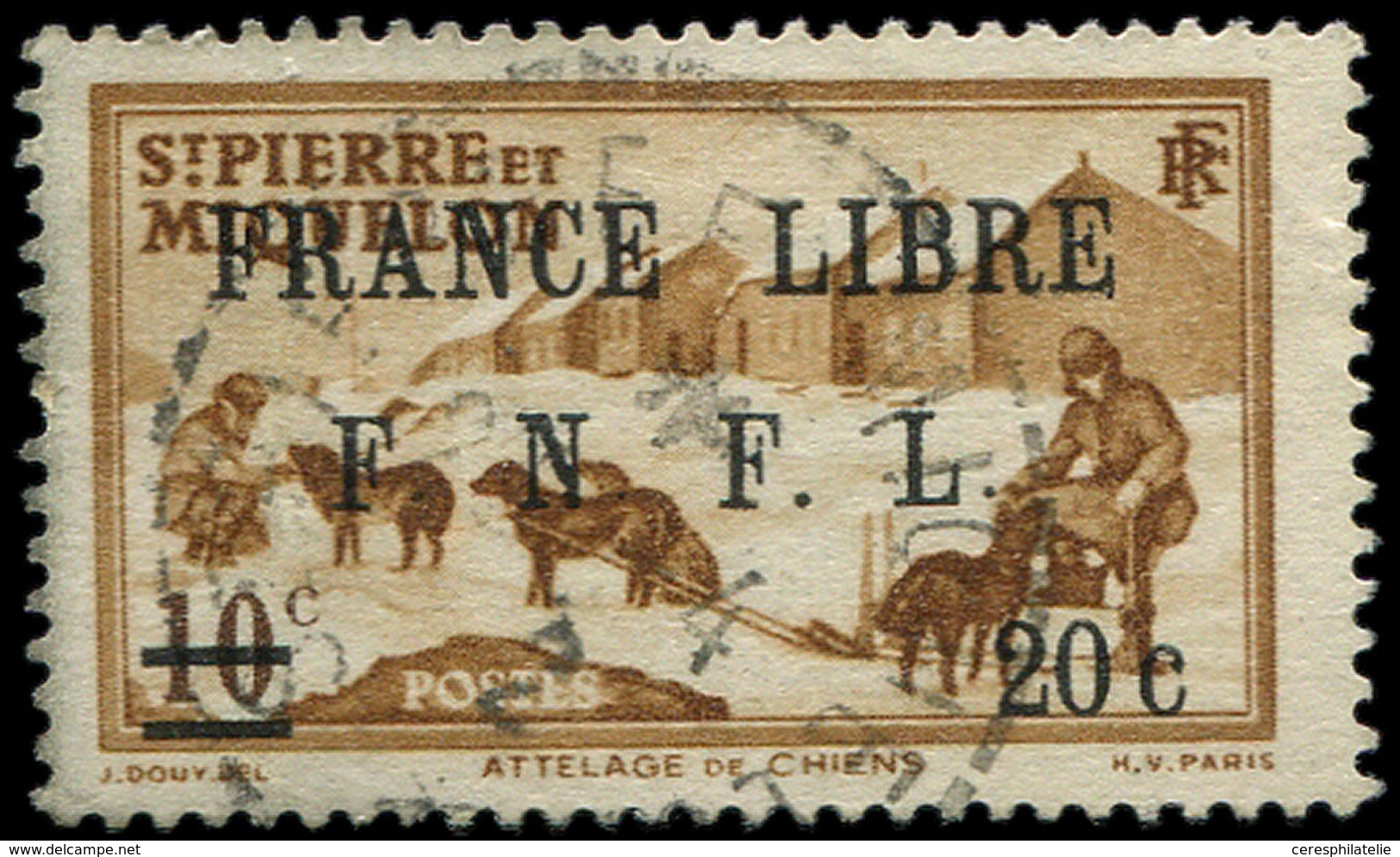 SAINT PIERRE ET MIQUELON 274 : 20c. S. 10c. Brun, FRANCE LIBRE, TB - Unused Stamps