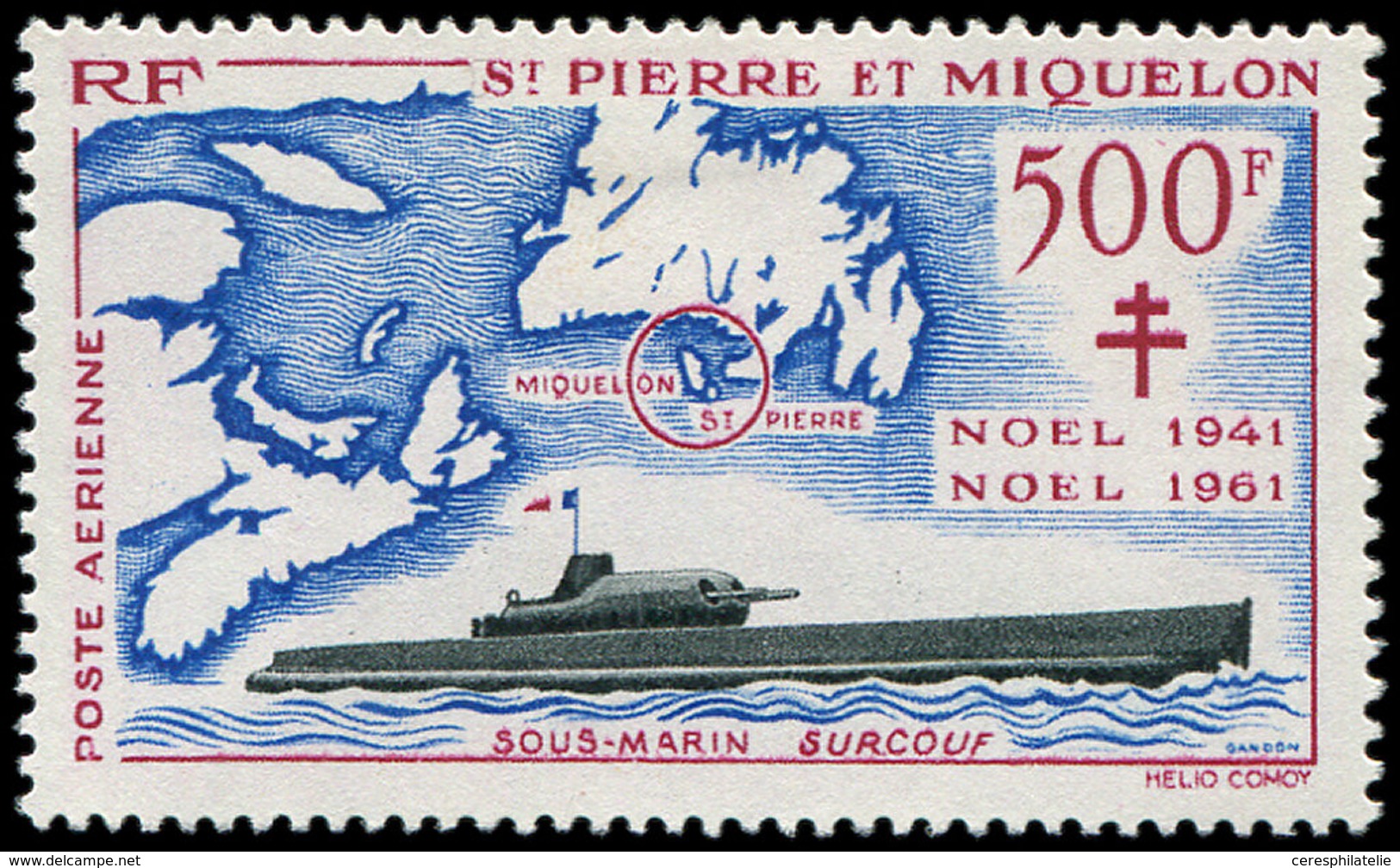 * SAINT PIERRE ET MIQUELON PA 28 : Surcouf, 500f., TB - Unused Stamps