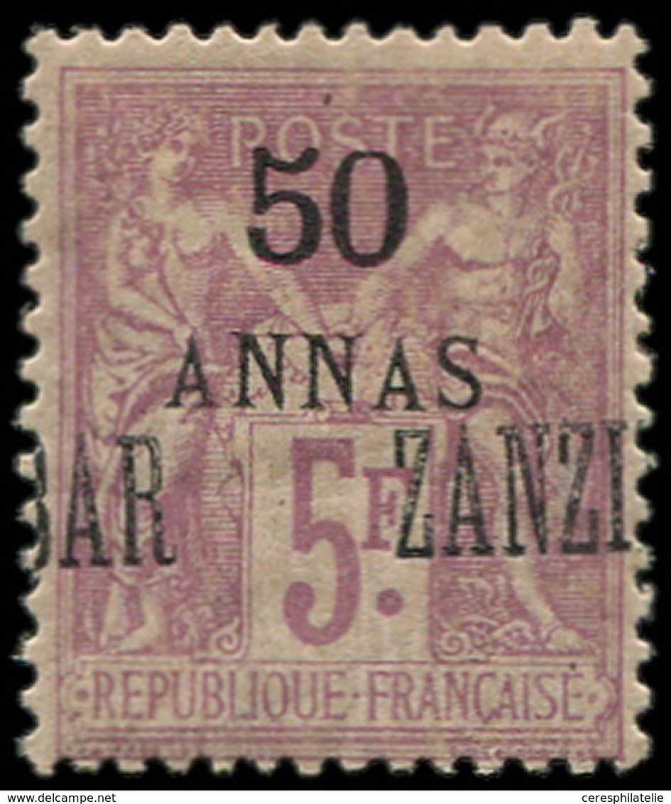 * ZANZIBAR 31 : 50a. Sur 5f. Lilas, Surcharge A CHEVAL, TB - Covers & Documents