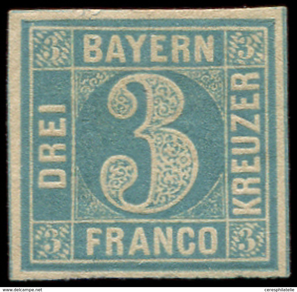 * ALLEMAGNE (ANCIENS ETATS) BAVIERE 2 : 3k. Bleu, TB - Autres & Non Classés