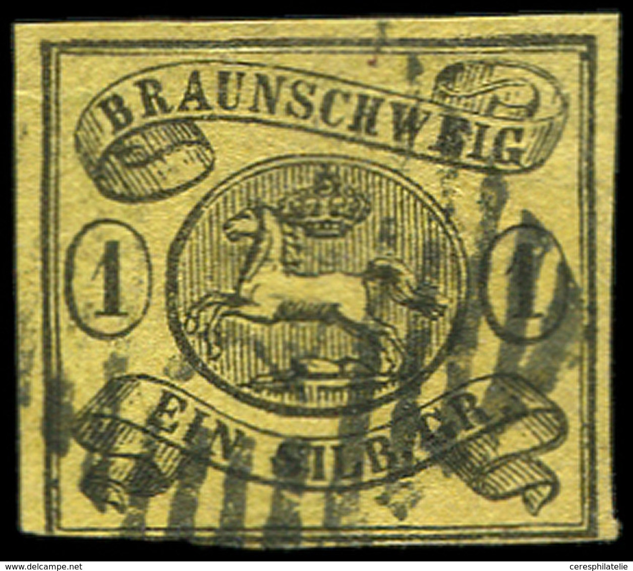 ALLEMAGNE (ANCIENS ETATS) BRUNSWICK 7 : 1s. Noir Sur Jaune, Obl., TB - Braunschweig