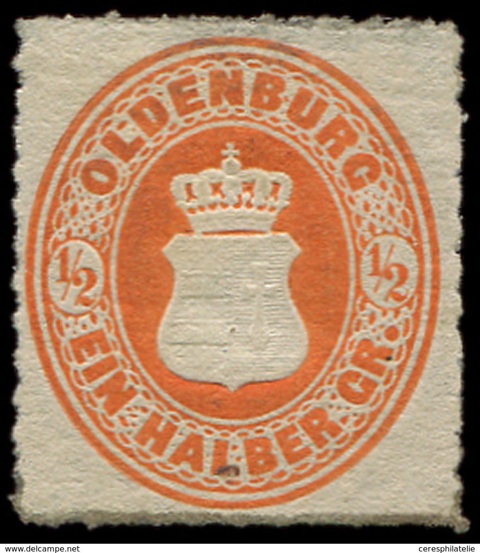 * ALLEMAGNE (ANCIENS ETATS) OLDENBOURG 16 : 1/2g. Orange, Léger Pelurage, TB - Oldenburg