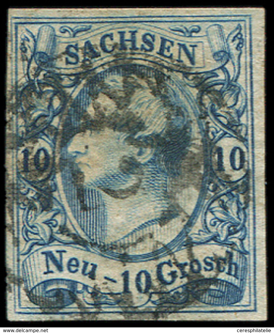 ALLEMAGNE (ANCIENS ETATS) SAXE 12 : 10n. Bleu, Jean 1er, Obl., TB - Saxe