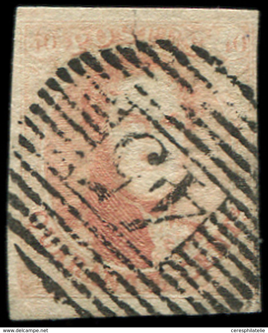 BELGIQUE 8b : 40c. Rouge, Papier Cotelé, Obl. 45, TB - Other & Unclassified