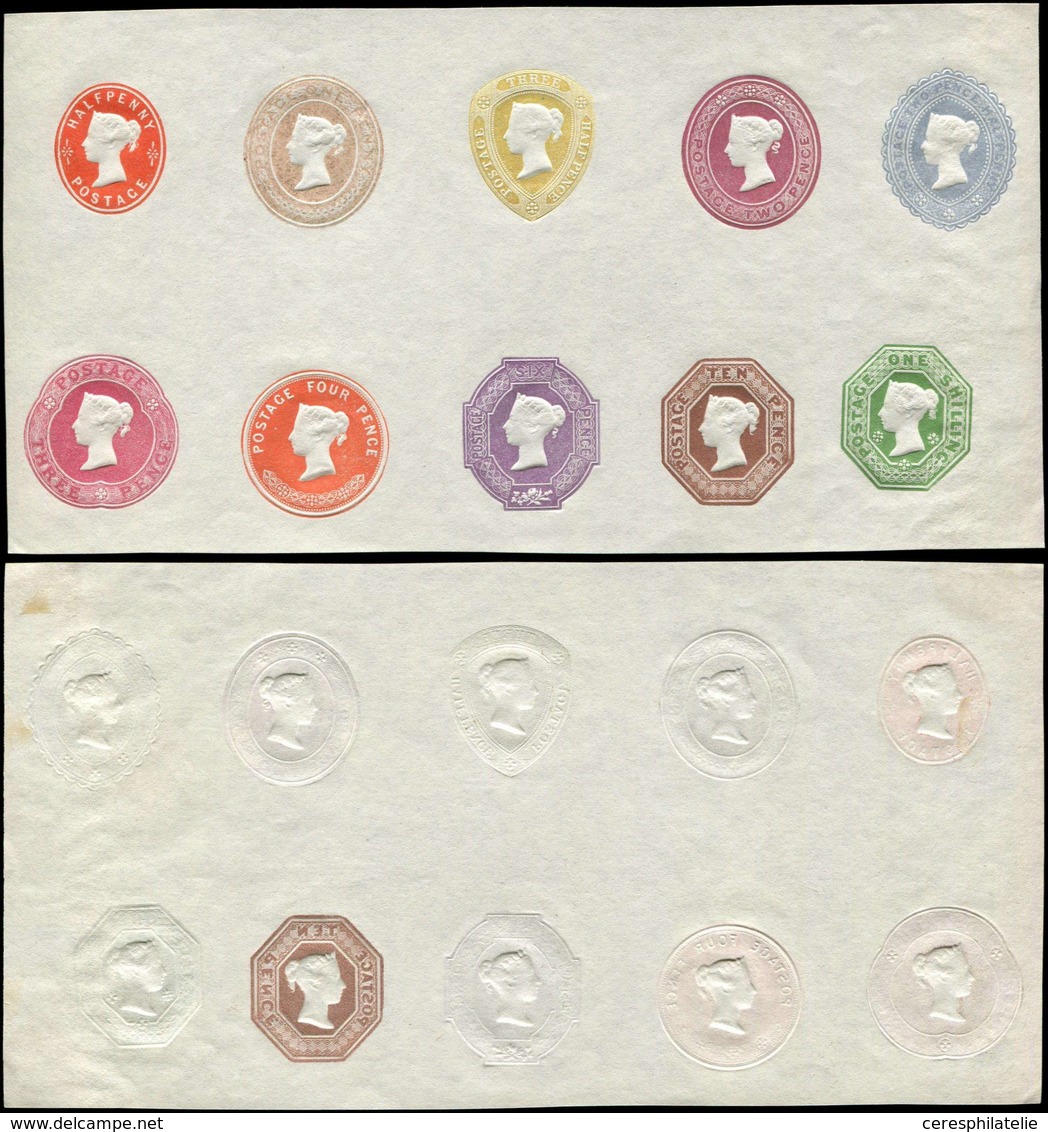 GRANDE BRETAGNE Epreuve Collective D'empreintes Pour N°5/7, 10 Différentes, Dont 1 Recto-verso Pour Entiers, R Et TB - Used Stamps