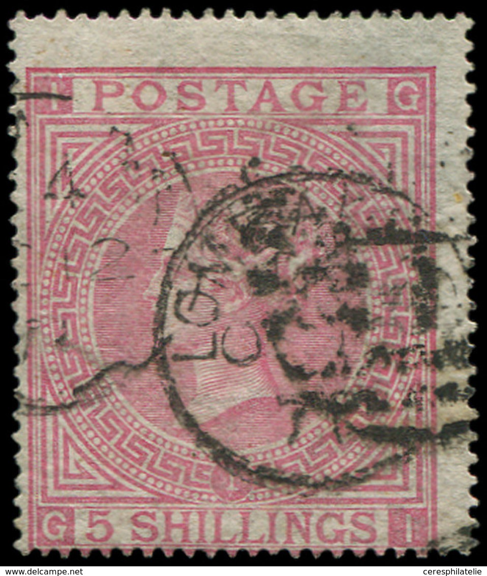 GRANDE BRETAGNE 40 : 5s. Rose, Planche 1, Obl., B/TB - Used Stamps