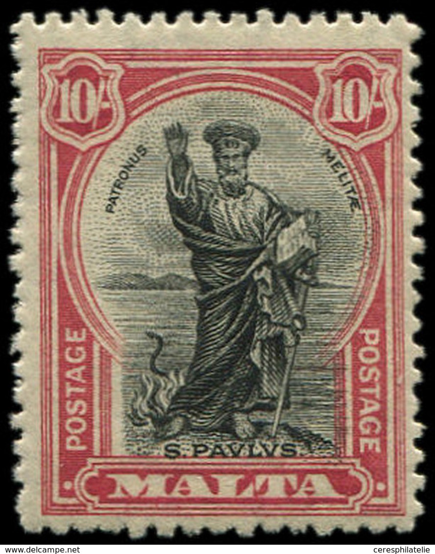 * MALTE 133 : 10s. Rouge-carminé Et Noir, TB - Malta (...-1964)