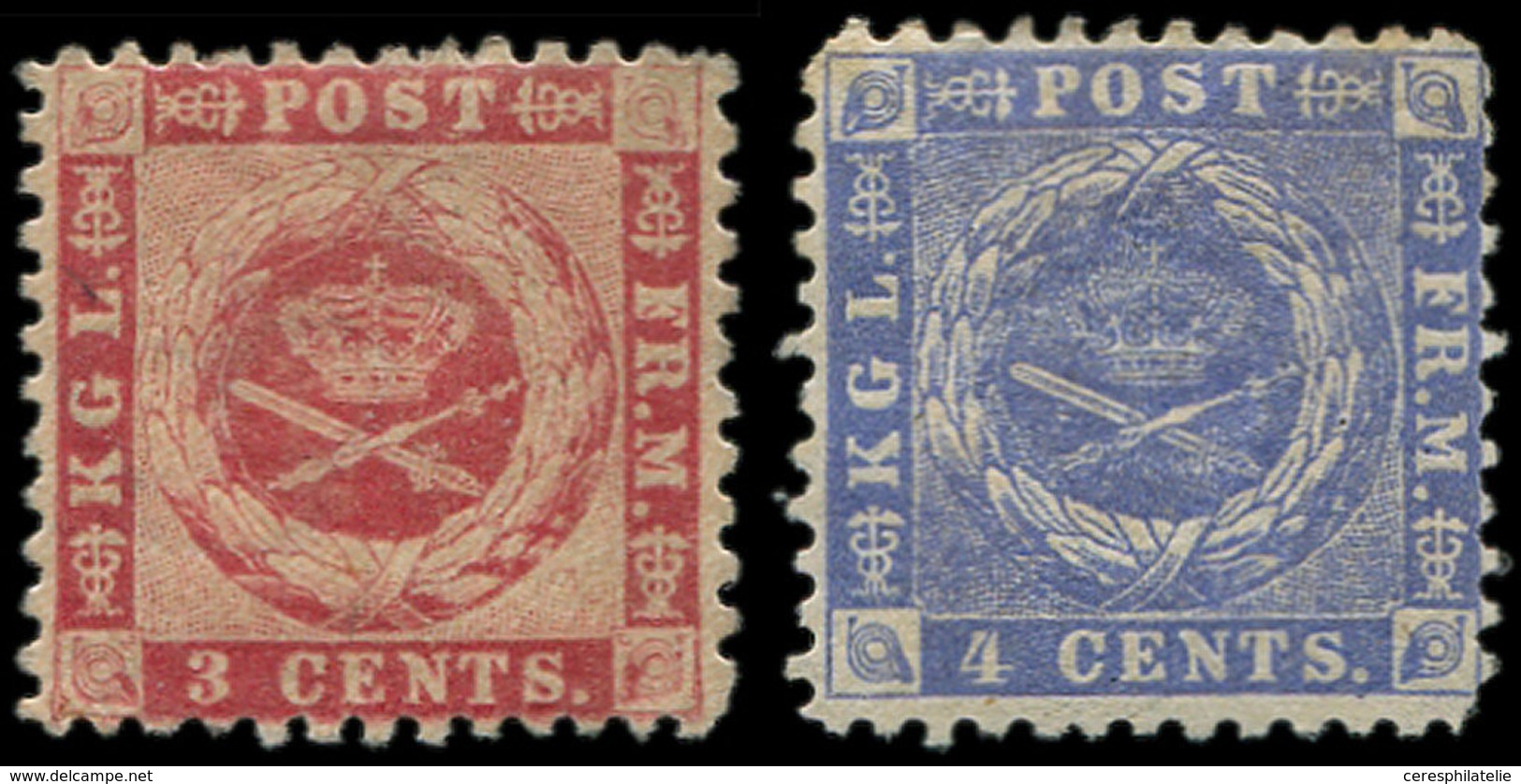 (*) ANTILLES DANOISES 3 Et 4 : 3c. Rouge Carminé Et 4c. Outremer, TB - Danemark (Antilles)