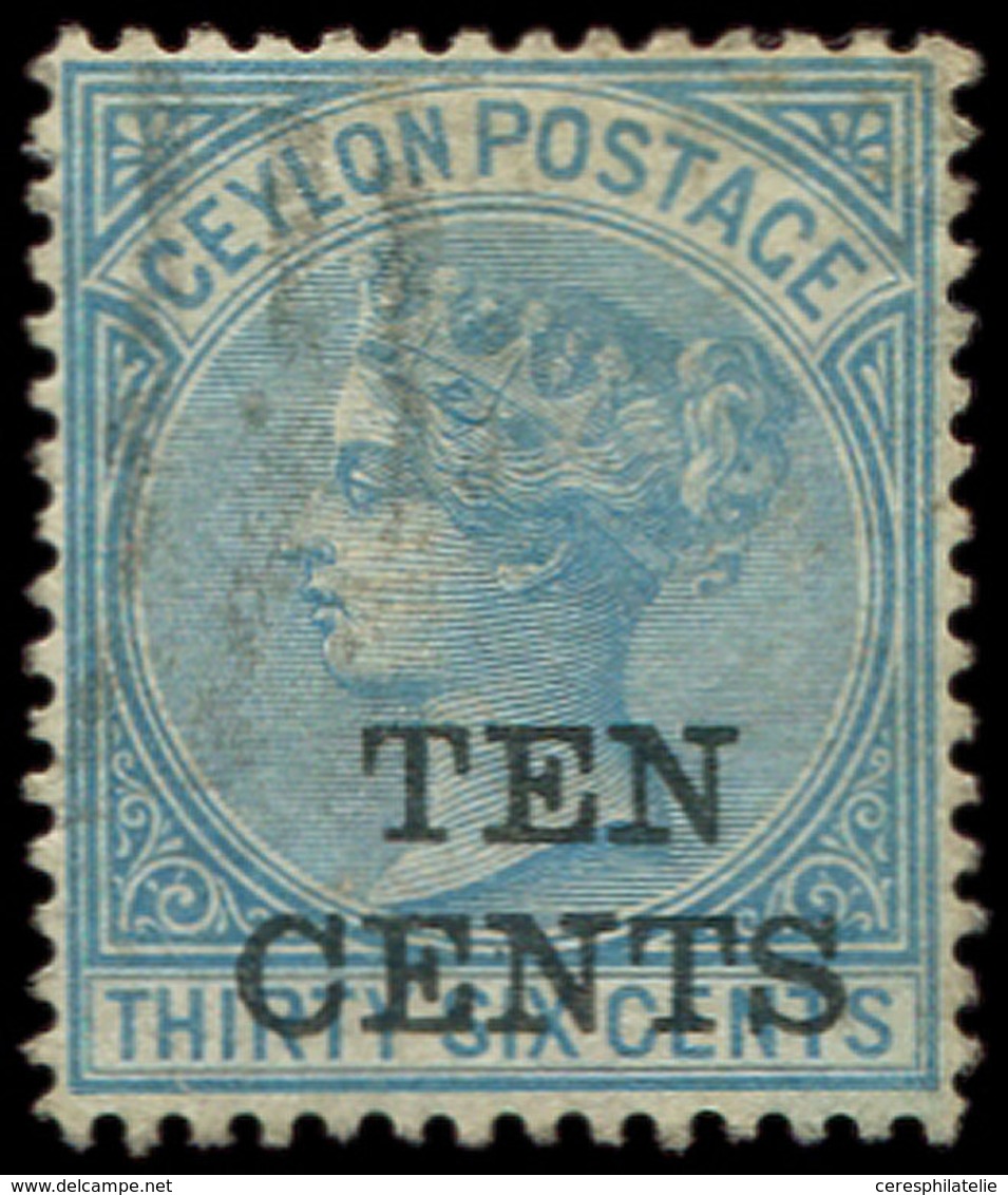 CEYLAN 81 : 10c. Sur 36c. Bleu, Obl., TB - Ceylon (...-1947)