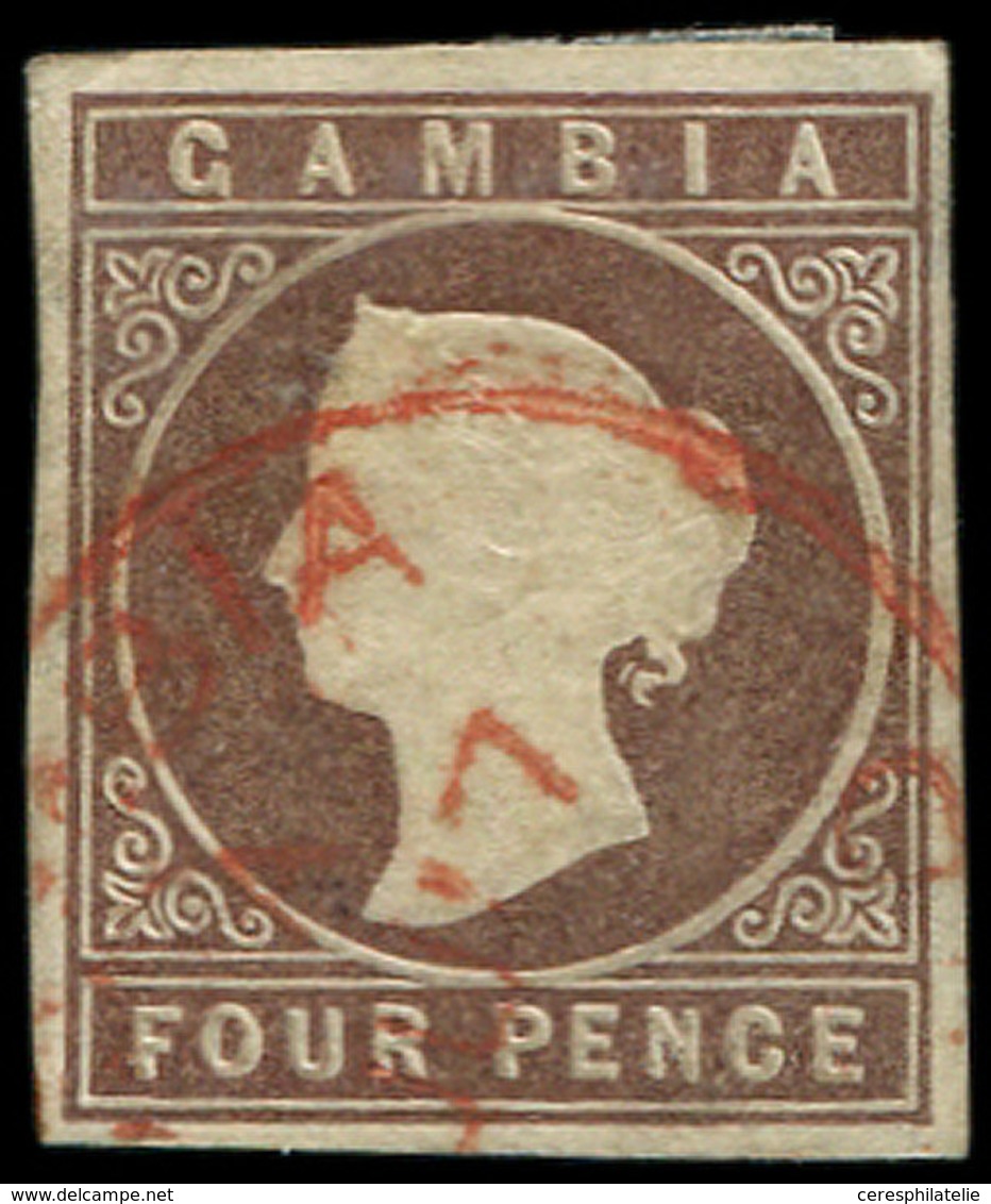 GAMBIE 3 : 4p. Brun, Obl., TB. Br - Gambia (...-1964)