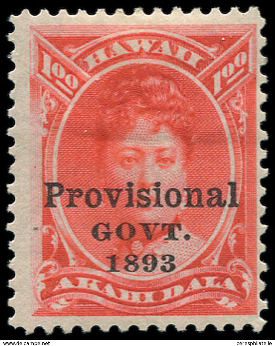 * HAWAI 62 : 1d. Rouge, Surch. Noire PROVISIONAL GOVT 1893, TB - Hawaii