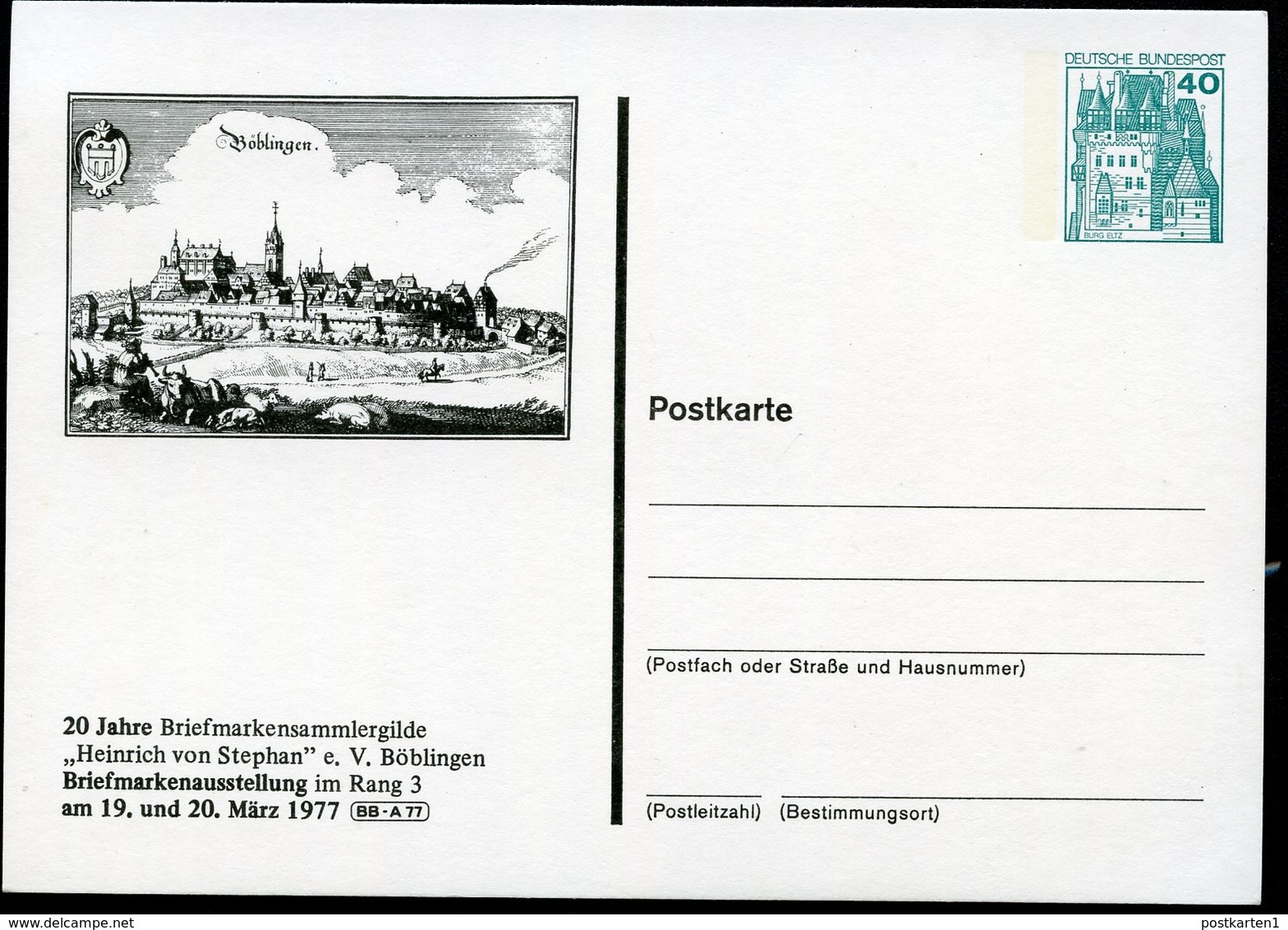 Bund PP100 D2/001 BÖBLINGEN ALTES STADTBILD 1977 - Private Postcards - Mint