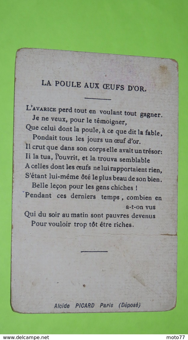 Chromo Image Récompense D'école Vers 1900 - FABLE DE LA FONTAINE -La Poule Aux œufs D'Or -Alcide PICARD "état" / 31 - Other & Unclassified