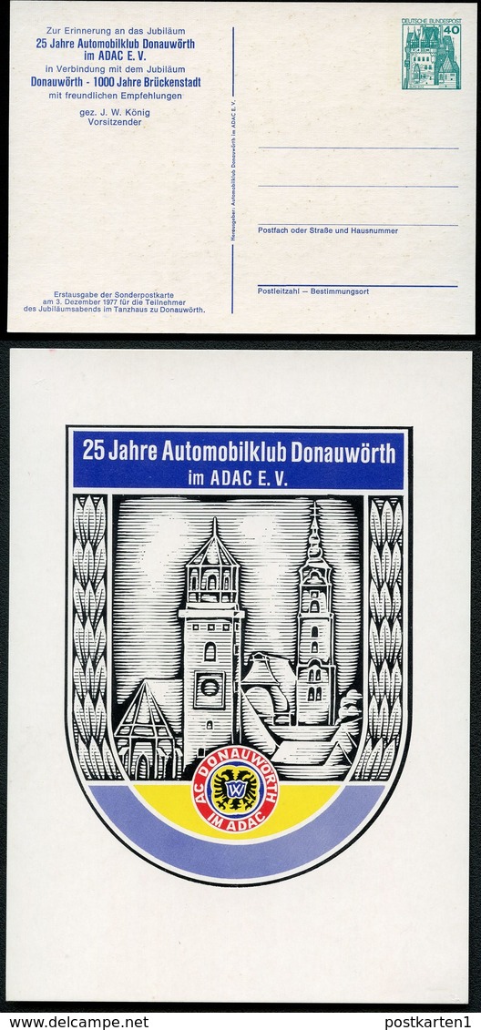 Bund PP100 D2/007 25 J. AUTOMOBILCLUB DONAUWÖRTH 1977 - Cartes Postales Privées - Neuves