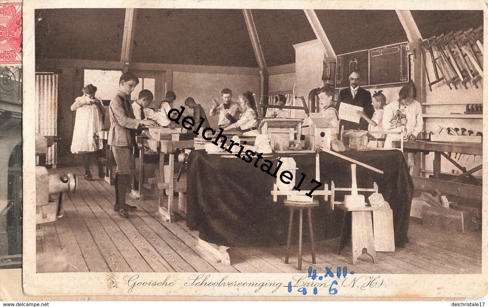 CPA PAYS-BAS - LAREN (N.H) - GOOISCHE SCHOOLVEREENIGING LAREN.[N.H.] - BELLE ANIMATION ENFANTS À L'ÉCOLE AVEC PROFESSEUR - Laren (NH)