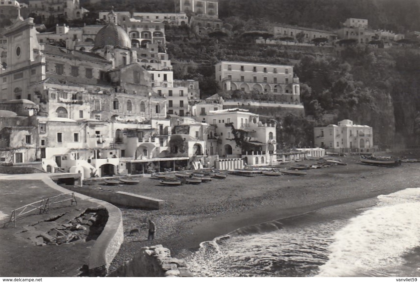 POSITANO-SALERNO-SPIAGGIA-CARTOLINA VERA FOTOGRAFIA - VIAGGIATA IL 13-9-1962 - Salerno