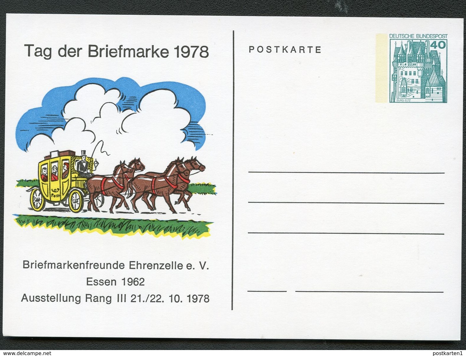 TAG DER BRIEFMARKE 1978 POSTKUTSCHE Bund PP100 D2/009 ESSEN - Tag Der Briefmarke