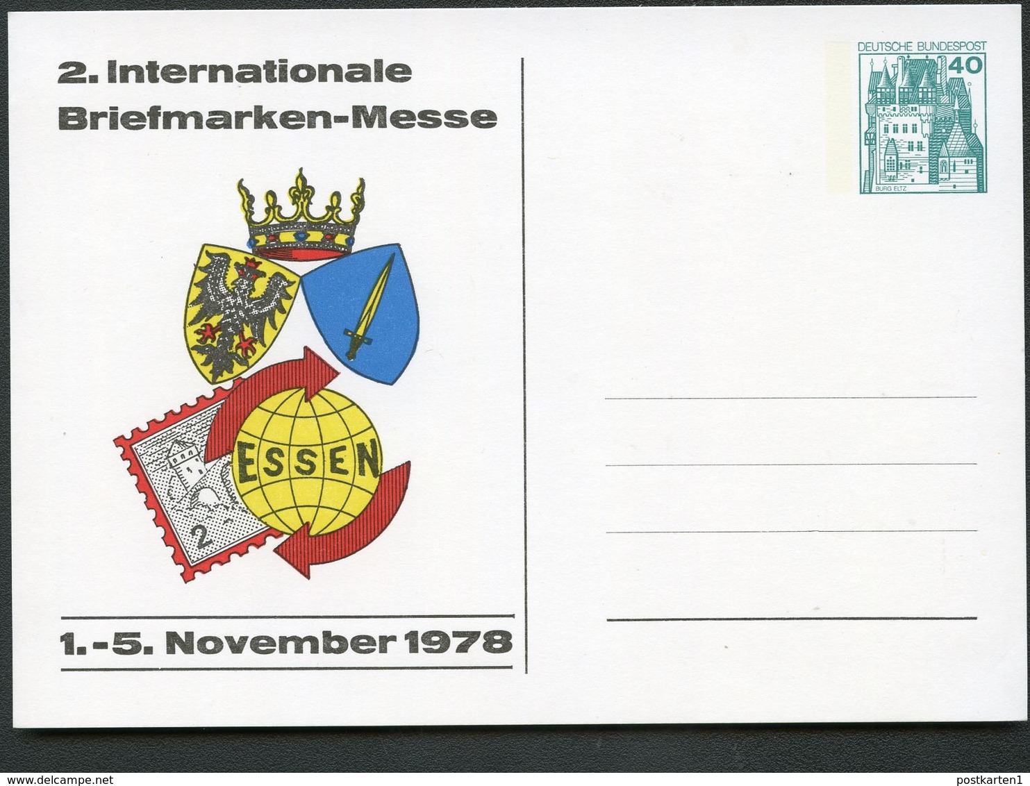 Bund PP100 D2/010 ESSEN BRIEFMARKEN-MESSE 1978 - Cartes Postales Privées - Neuves