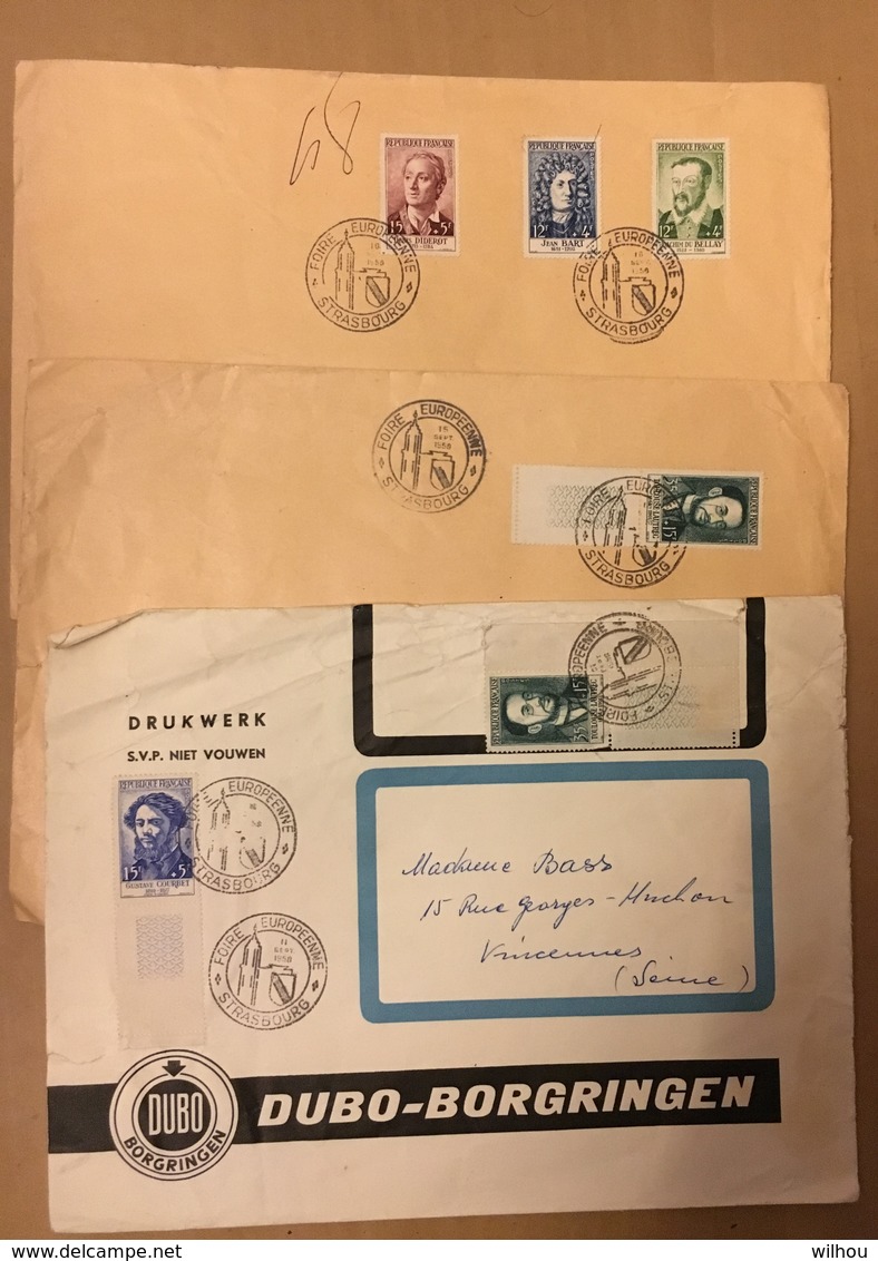 LOT DE 3 GDES ENVELOPPES BELLES OBLITERATIONS PHILATELIQUES 6 TIMBRES AU TOTAL - Cartas & Documentos