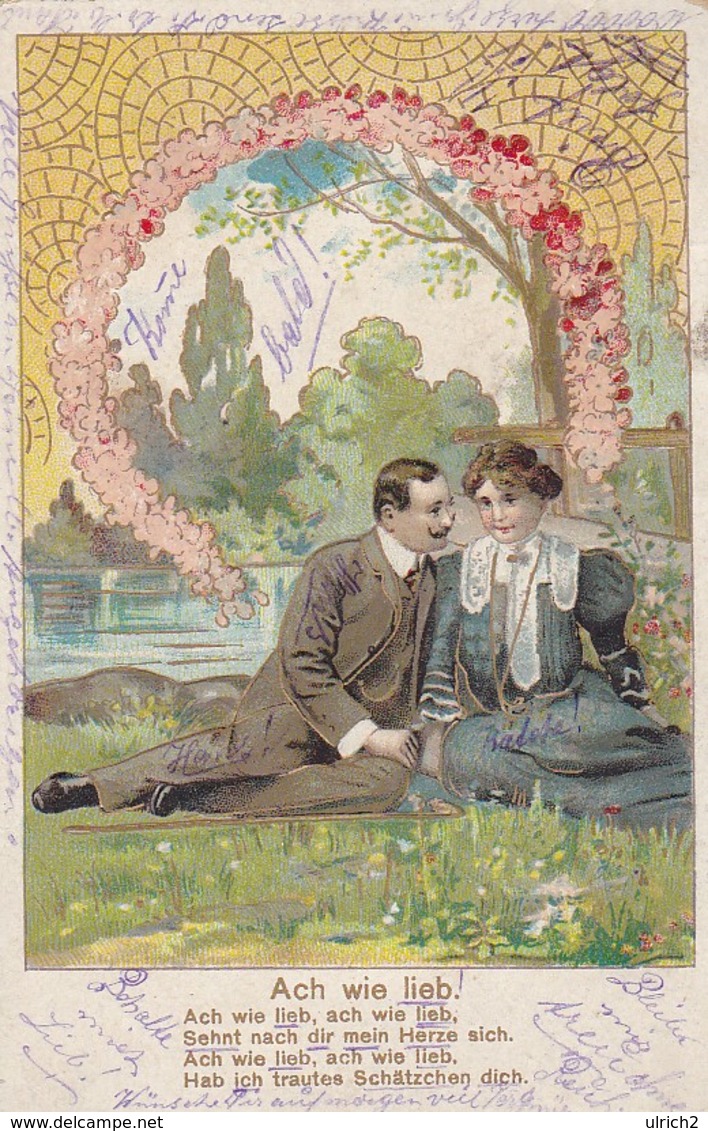 AK Ach Wie Lieb - Liebespaar - Reliefdruck - Dreisen 1910  (46717) - Couples
