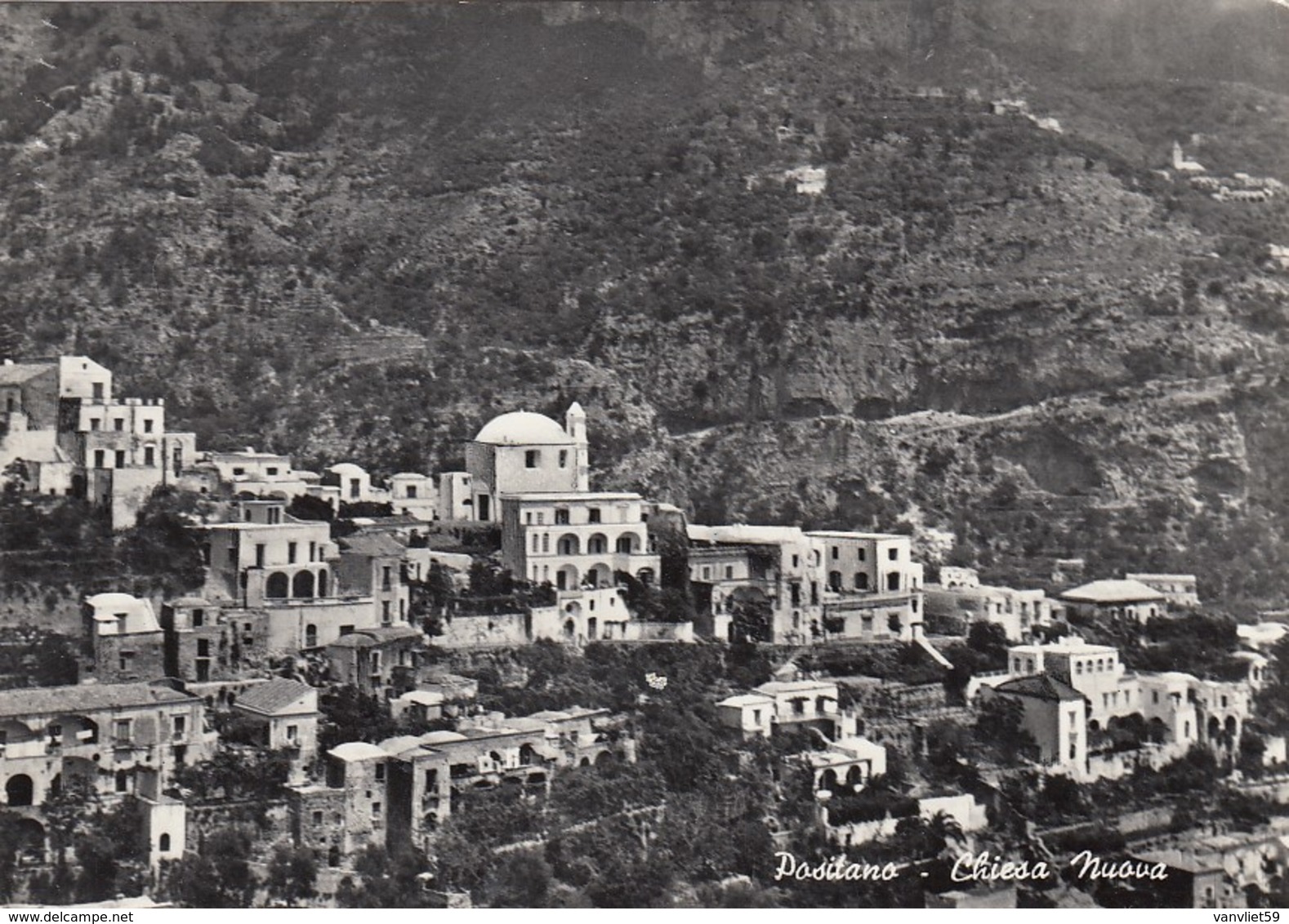 POSITANO-SALERNO-CHIESA NUOVA-CARTOLINA VERA FOTOGRAFIA - VIAGGIATA IL 31-1-1966 - Salerno