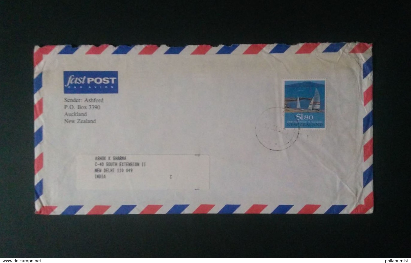 NEW ZEALAND $1.80 SAILING SHIP STAMP USED ON COVER !! - Lettres & Documents