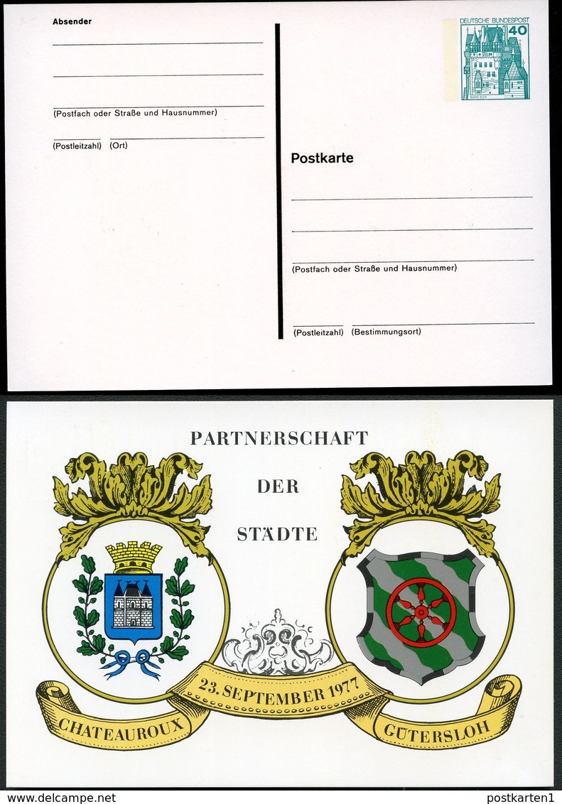 Bund PP100 D2/017 GÜTERSLOH CHATEAUROUX STADTWAPPEN 1977 - Briefe U. Dokumente