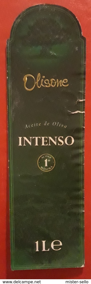 ETIQUETA ACEITE DE OLIVA OLISONE INTENSO. USADO - USED. - Otros & Sin Clasificación