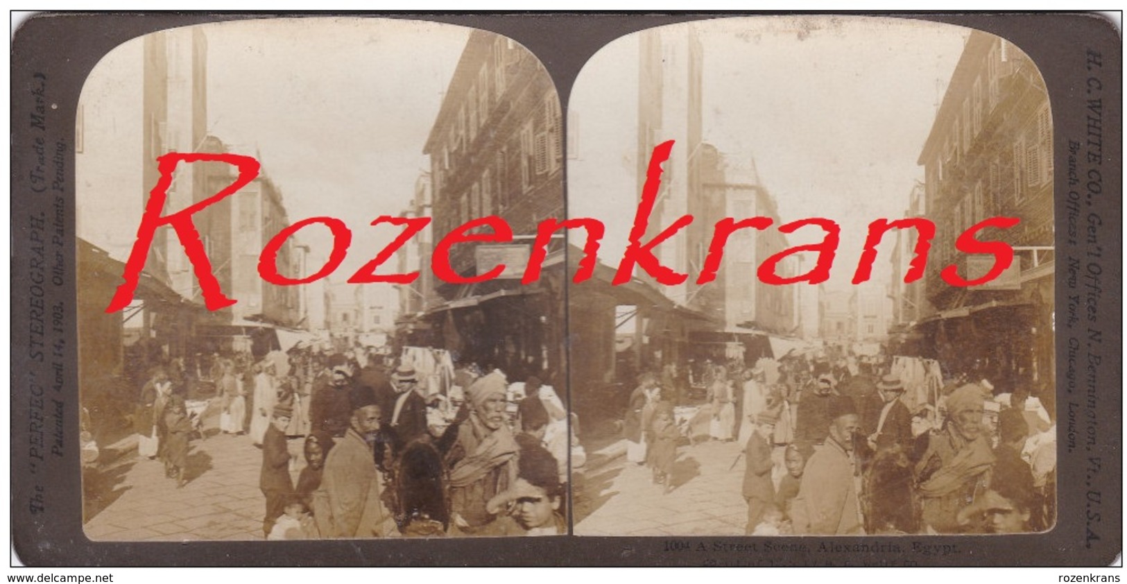 Old Original Photo Street Scene Egypt Egypte Alexandria Arab Arabian Arabe Oude Foto Stereo Stereoscope Stereokaart - Stereoscopic