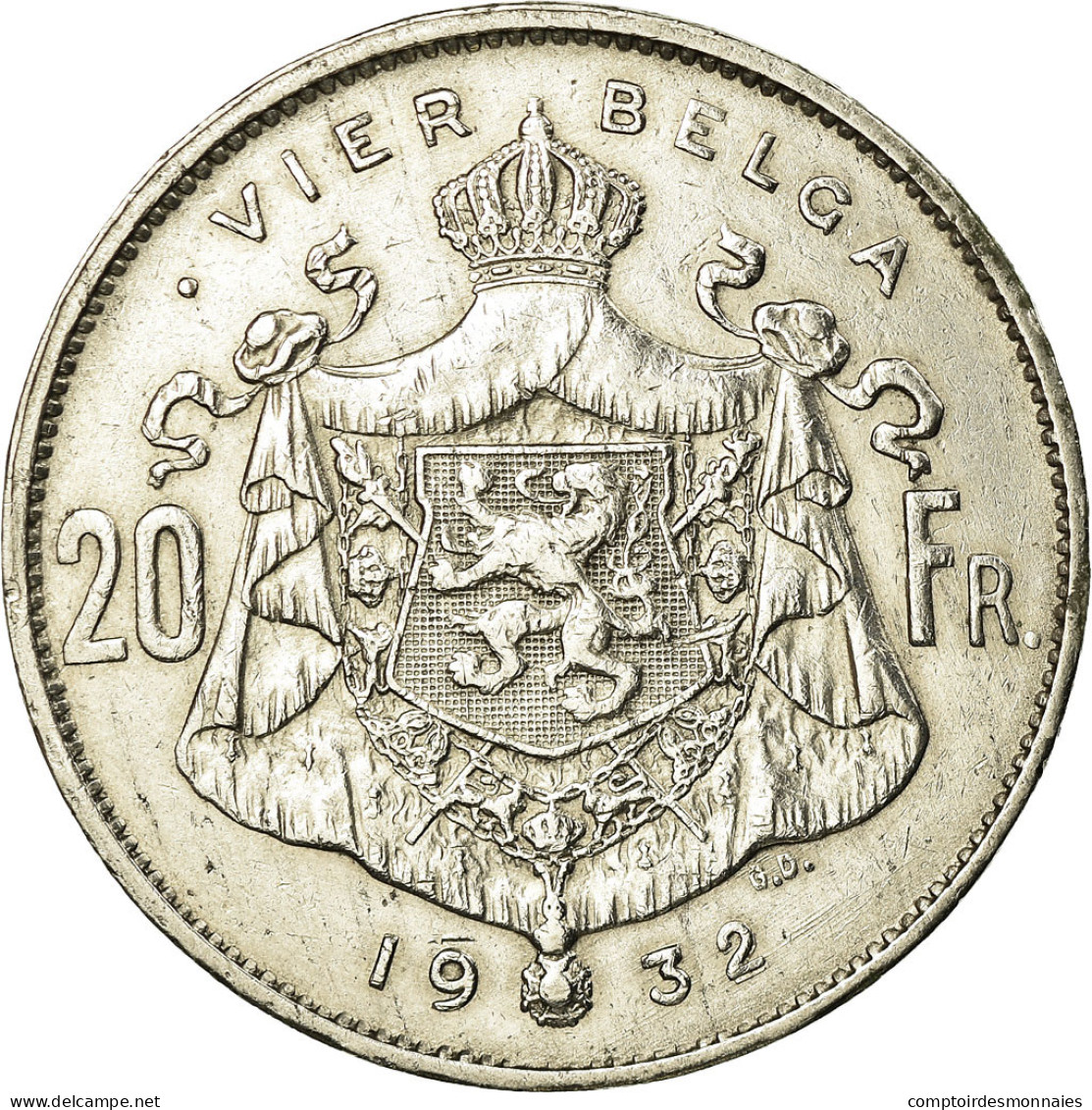 Monnaie, Belgique, 20 Francs, 20 Frank, 1932, TTB, Nickel, KM:102 - 20 Francs & 4 Belgas