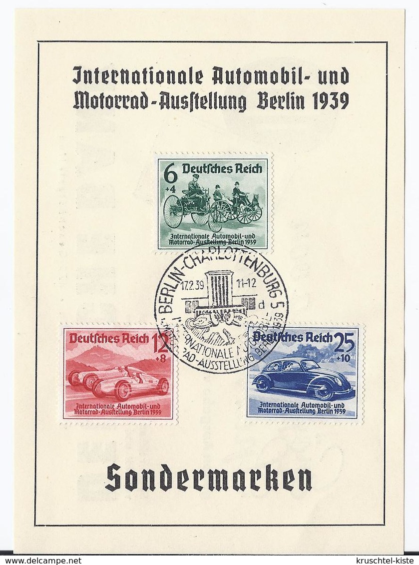 Dt.- Reich (001832) Gedenkblatt Sondermarken MNR 686/ 688 Internationale Automobil- Und Motorrad Ausstellung Berlin 1939 - Storia Postale