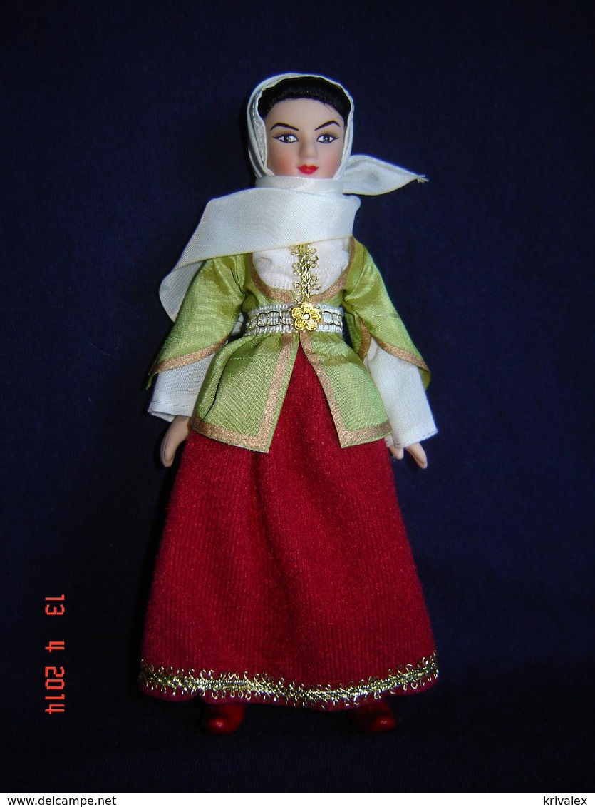 Porcelain Doll In Cloth Dress -Azerbaydzhan Republic - - Dolls