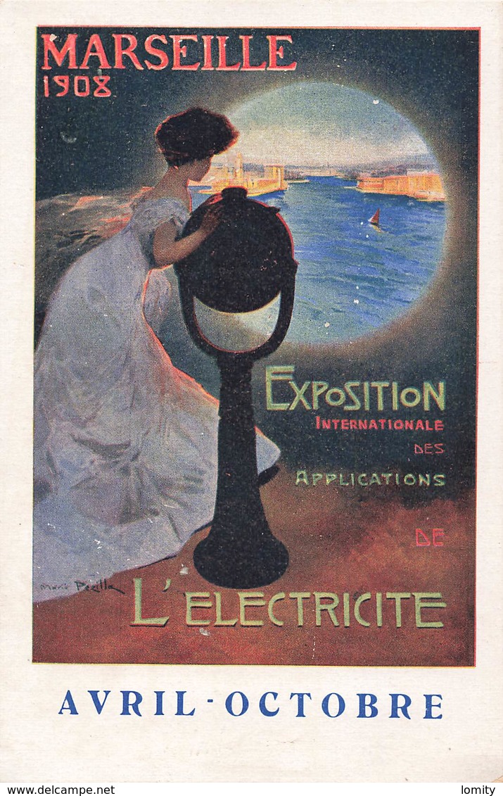 Pub Publicité Cpa Marseille 1908 L' Electricité Exposition Internationale Des Applications - Pubblicitari