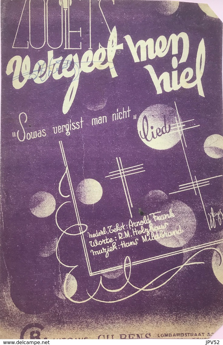 (30) Partituur - Zoiets Vergeet Men Niet - Sowas Vergisst Man Nicht - Arnold Frank - Partitions Musicales Anciennes