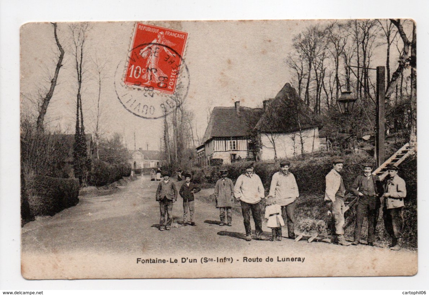- CPA FONTAINE-LE D'UN (76) - Route De Luneray 1909 (belle Animation) - - Fontaine Le Dun