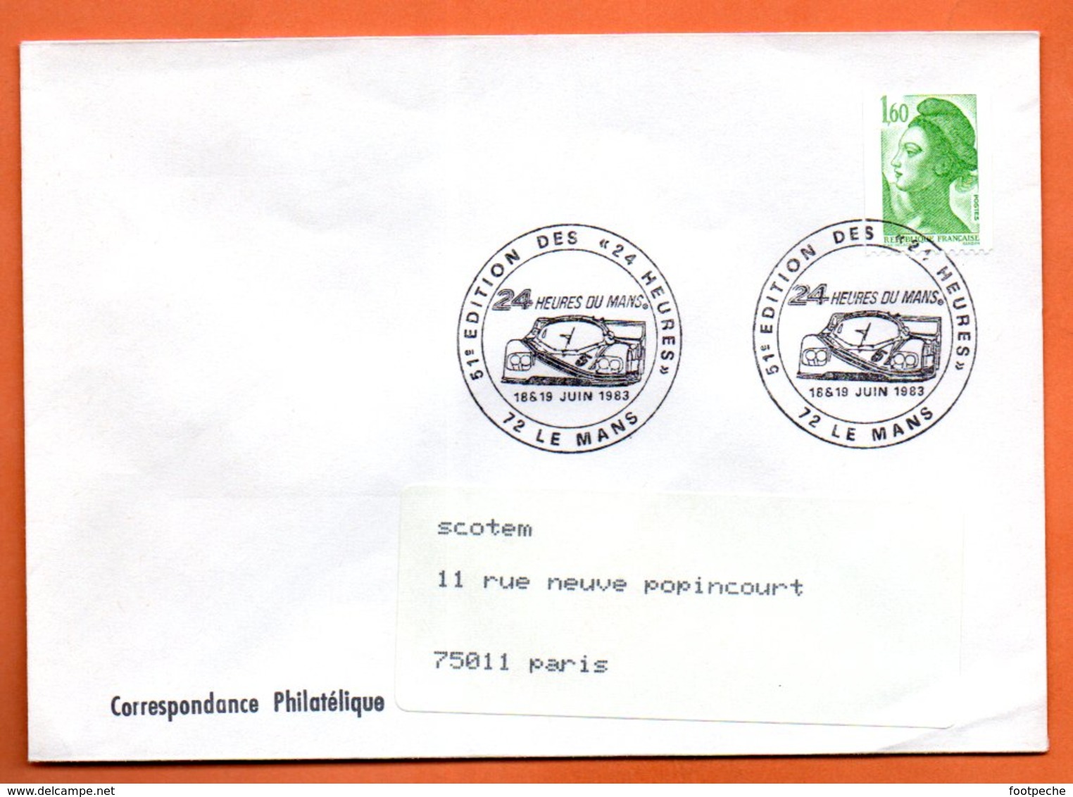 72 LE MANS  24 HEURES  1983 Lettre Entière N° AB 155 - Cachets Commémoratifs