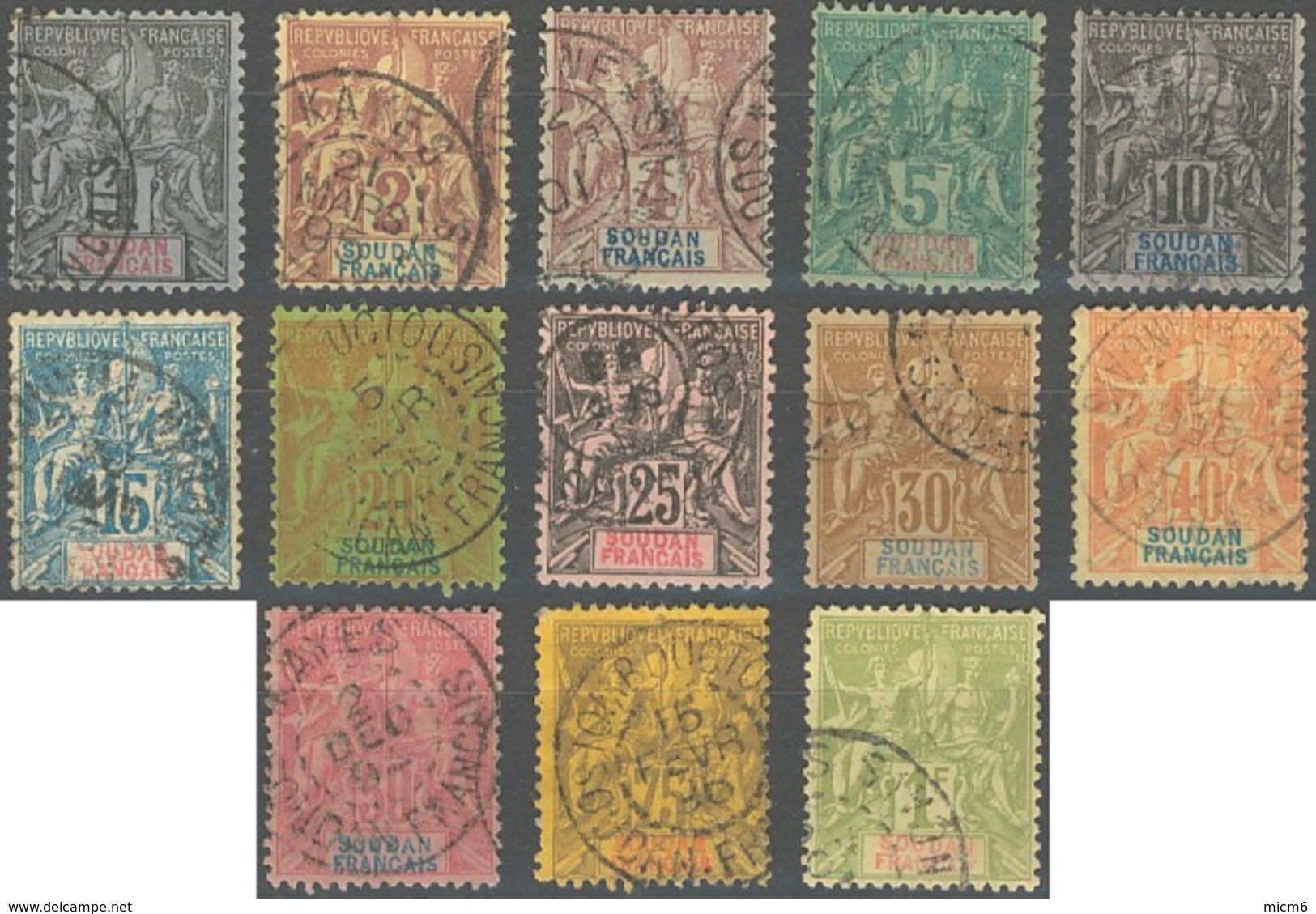 Soudan Français 1894-1900 - N° 03 à 15 (YT) N° 3 à 15 (AM) Oblitérés. - Usati