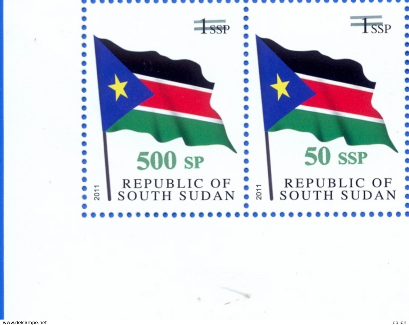 SOUTH SUDAN Surcharge Overprint ERROR On The 50 SSP OP On 1 SSP Flag: 500 SP Südsudan Soudan Du Sud - Südsudan