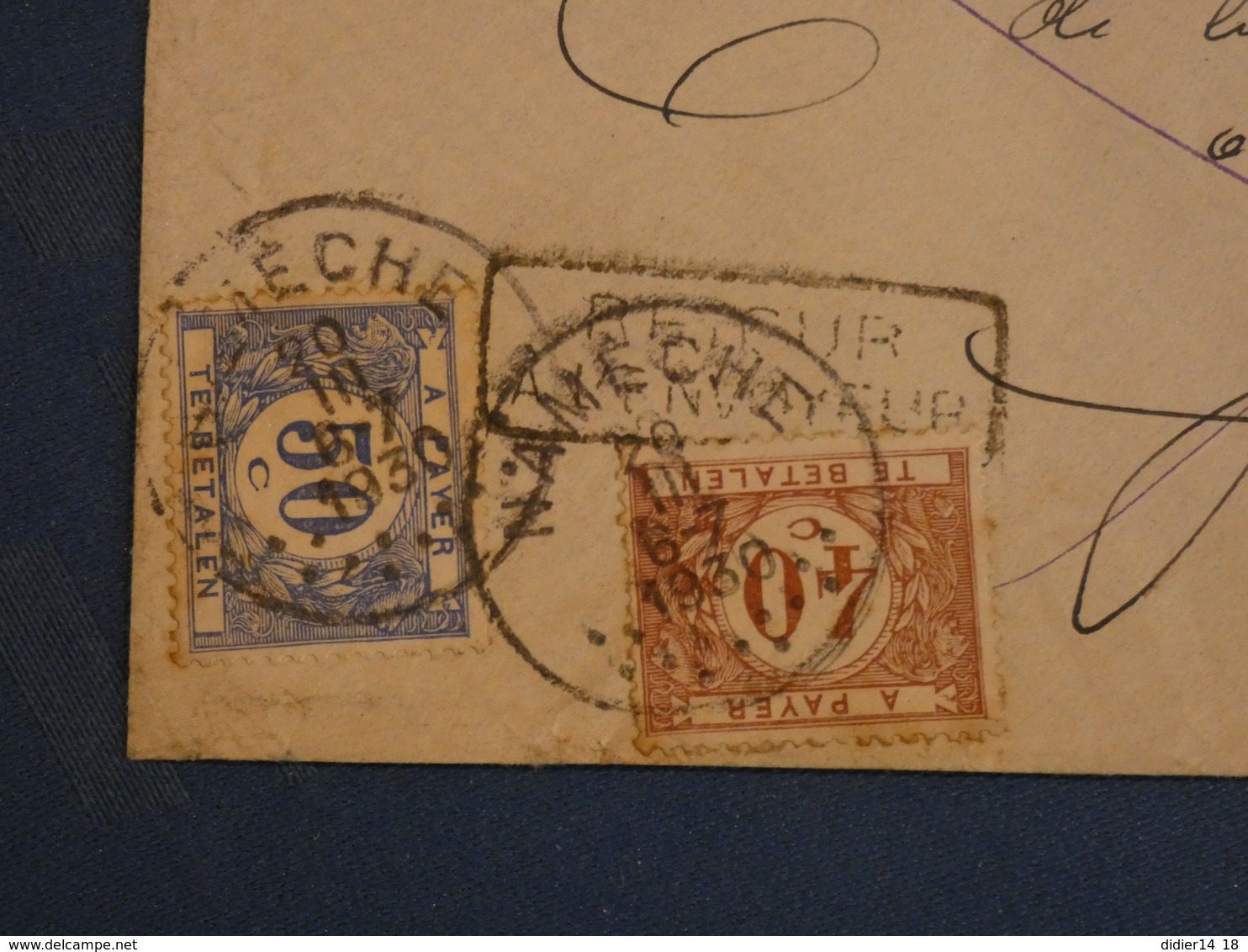 ENVELOPPE BELGE DE NAMECHE A GIVET ARDENNES. 1930. TIMBRES TAXE, A PAYER. - Sonstige & Ohne Zuordnung