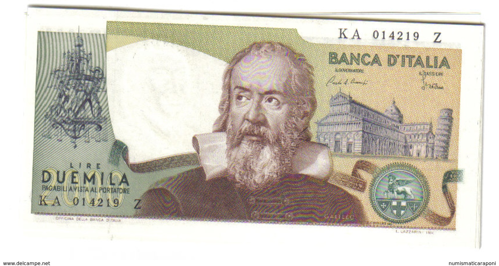 2000 LIRE GALILEO GALILEI  SERIE 1983 FDS DA MAZZETTA LOTTO 1140 - 2000 Liras