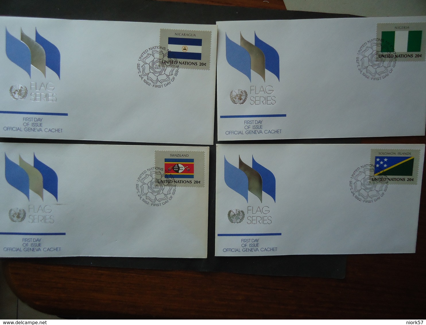 UNITED NATIONS DIFFERENT 4 FDC FLAG FLAGS - Enveloppes