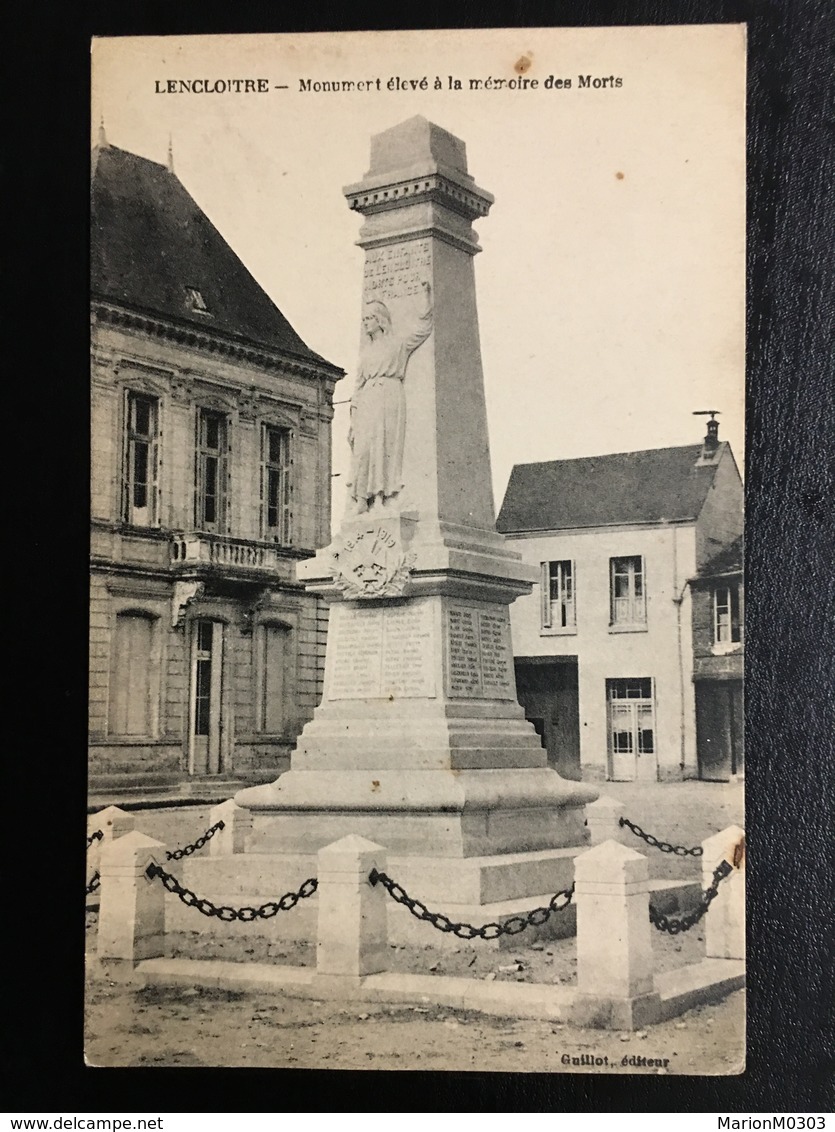 86 - LENCLOITRE -Monument élevé à La Mémoire Des Morts - 8601F - Altri & Non Classificati